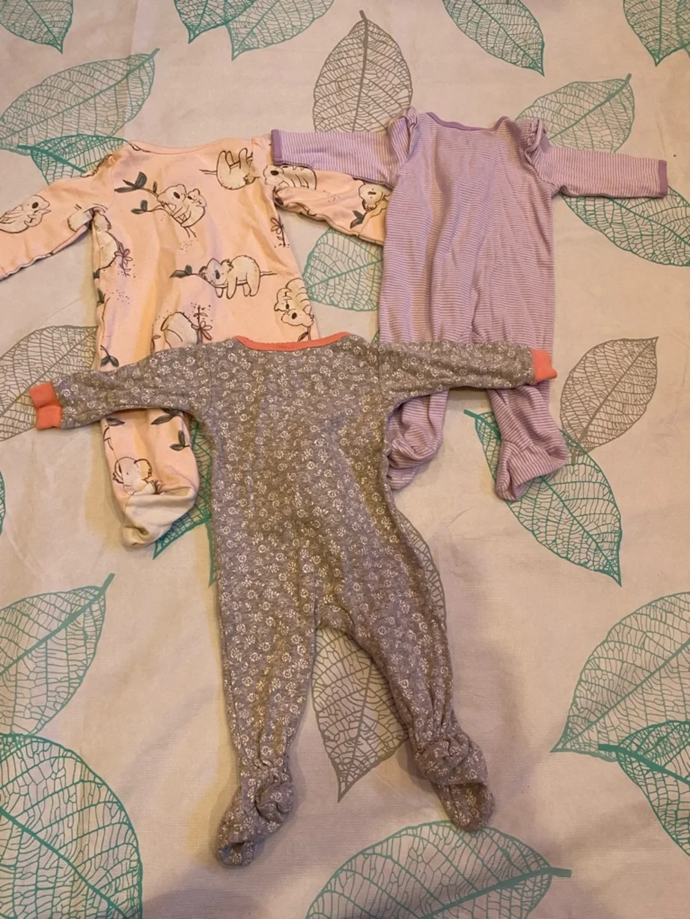 Carter's Pink, Lavender & Gray Footed One-Piece Sleepers - 3 Pack - Picture 2 of 13